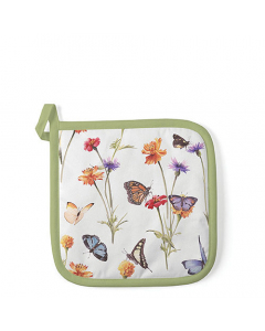 Potholder Butterfly garden white