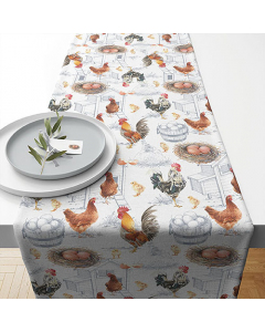 Table runner 40x150 cm Chicken farm