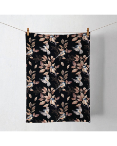 Kitchen towel Lovely chickadee black