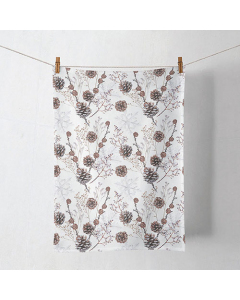 Kitchen towel Pine cones white