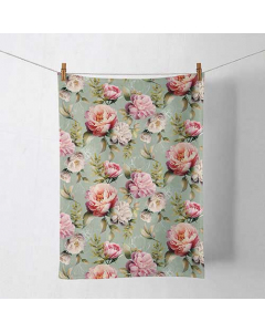 Kitchen towel Peonies composition green