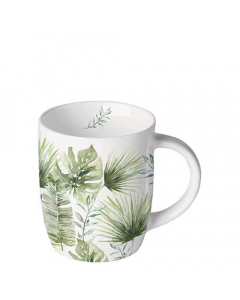 Mug 0.2 L Jungle leaves white