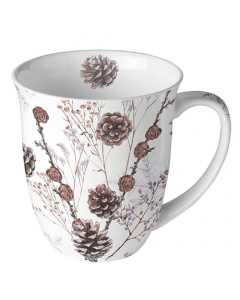 Mug 0.4 L Pine cones white