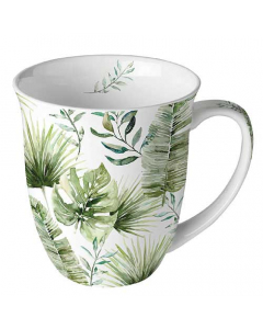 Mug 0.4 L Jungle leaves white