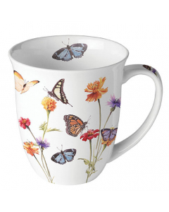 Mug 0.4 L Butterfly garden white