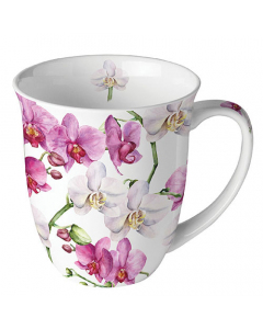 Mug 0.4 L Elegant orchids white