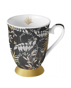 Mug 0.25 L Luxury leaves black