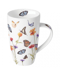 Mug 0.6 L Butterfly garden white