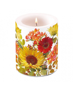 Candle big Sunny flowers cream