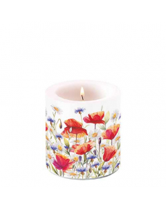 Candle small Poppies and cornflowers