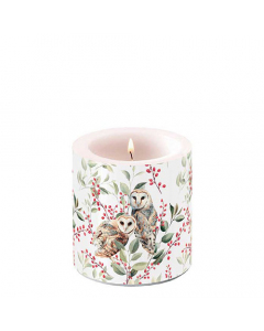 Candle small Barn owl couple white