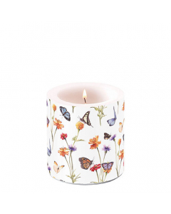 Candle small Butterfly garden white