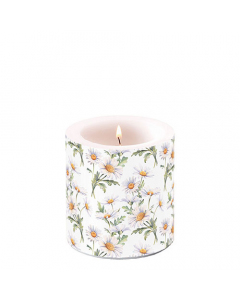 Candle small Beautiful daisies white