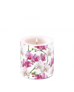 Candle small Elegant orchids white