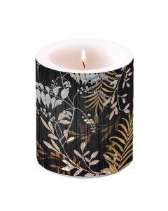 Candle medium Luxury leaves black