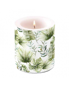 Candle medium Jungle leaves white