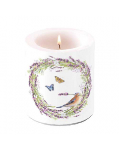 Candle medium Chaffinch white