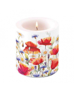 Candle medium Poppies and cornflowers