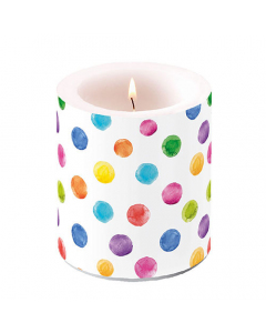 Candle medium Polka dots white