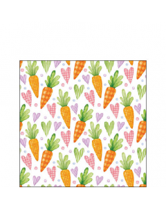 Napkin 25 Carrots and hearts white FSC Mix