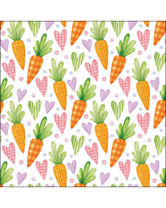 Napkin 33 Carrots and hearts white FSC Mix