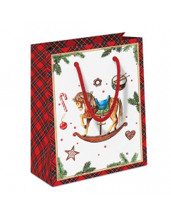 Gift bag Classic rocking horse white