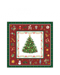 Napkin 25 Christmas evergreen red FSC Mix