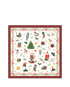 Napkin 25 Ornaments all over red FSC Mix