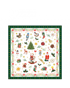 Napkin 25 Ornaments all over green FSC Mix