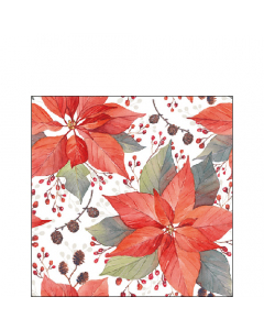 Napkin 25 Poinsettia and berries FSC Mix