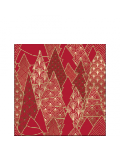 Napkin 25 Luxury trees red FSC Mix