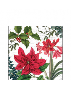 Napkin 25 Christmas plants white FSC Mix