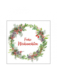 Napkin 25 Weihnachtskranz weiß FSC Mix