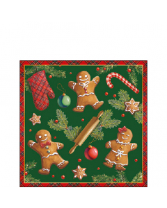 Napkin 25 Gingerbread cookies green FSC Mix