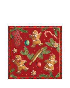 Napkin 25 Gingerbread cookies red FSC Mix