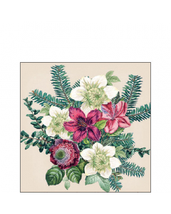 Napkin 25 Azalea and helleborus cream FSC Mix