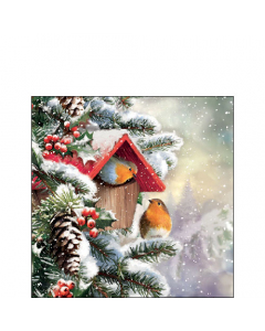 Napkin 25 House with robins FSC Mix