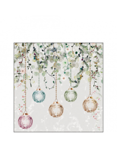 Napkin 25 Floral Christmas grey FSC Mix