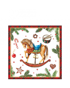 Napkin 25 Classic rocking horse white FSC Mix