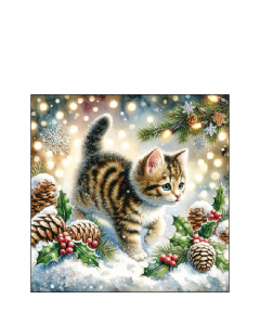 Napkin 25 Cute cat in the snow FSC Mix