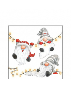 Napkin 25 Gnomes on the light chain white FSC Mix