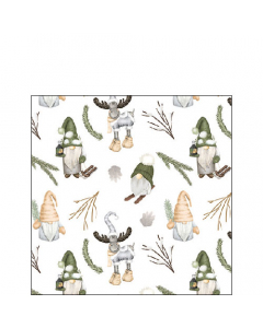 Napkin 25 Forest gnomes white FSC Mix