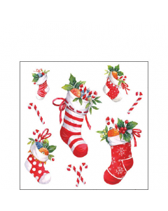Napkin 25 X-Mas stockings white FSC Mix