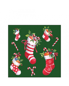 Napkin 25 X-Mas stockings green FSC Mix