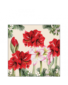 Napkin 25 Blooming amaryllis cream FSC Mix