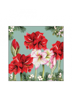 Napkin 25 Blooming amaryllis sage FSC Mix