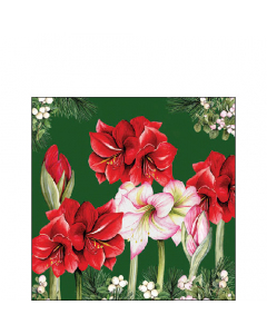 Napkin 25 Blooming amaryllis green FSC Mix