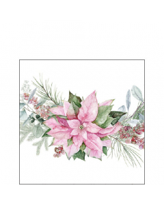 Napkin 25 Pink poinsettia FSC Mix