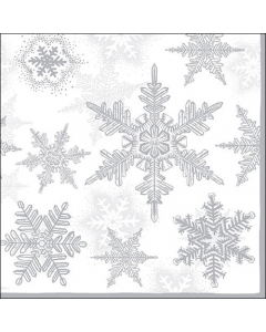 Napkin 33 Snow crystals silver FSC Mix