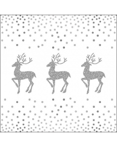 Napkin 33 Deer and dots white/silver FSC Mix